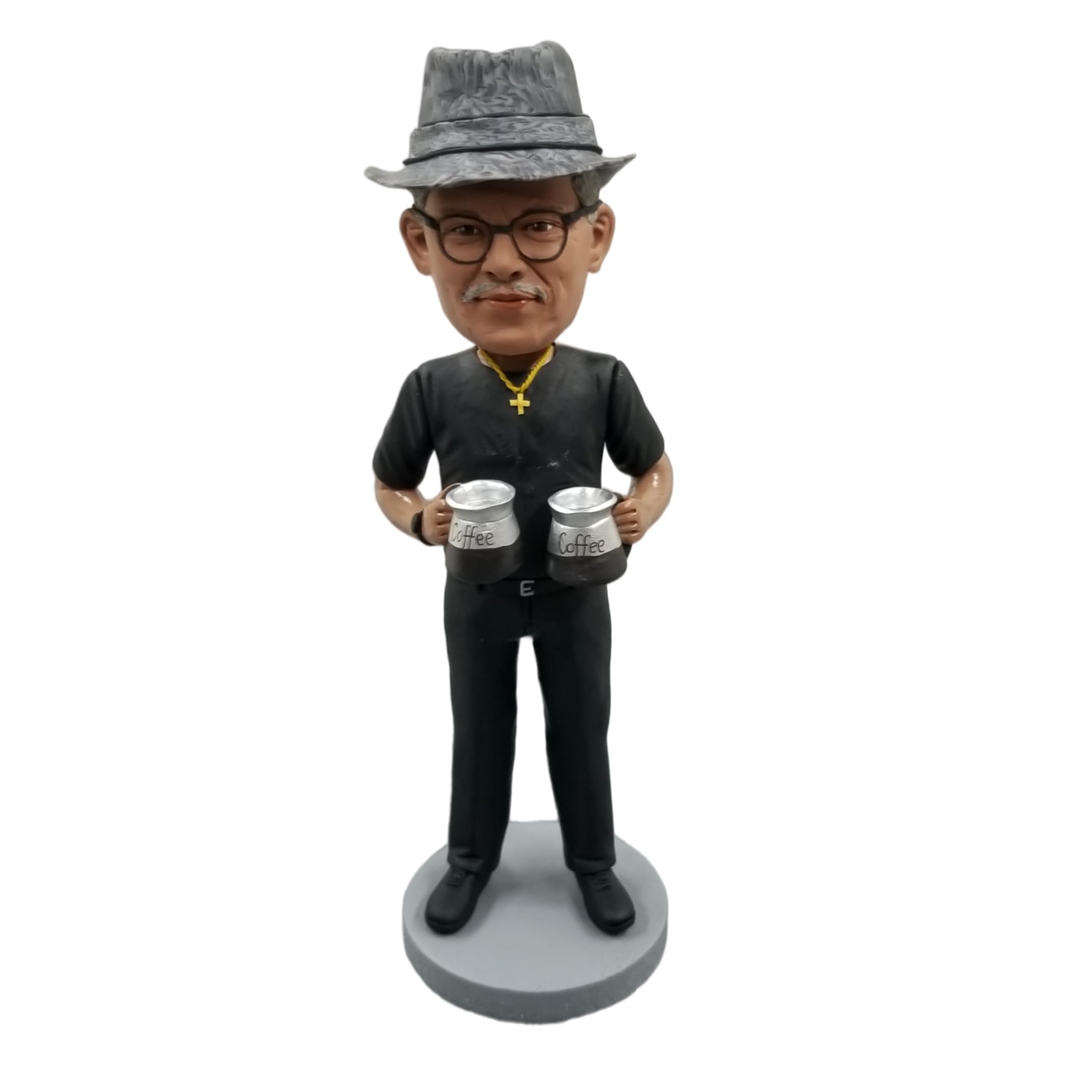Figura 3D personalizada de Bobbleheads para barista amante del café, adorno de escritorio de resina hecho a mano, regalos para entusiastas del café, padres y celebraciones de cumpleaños
