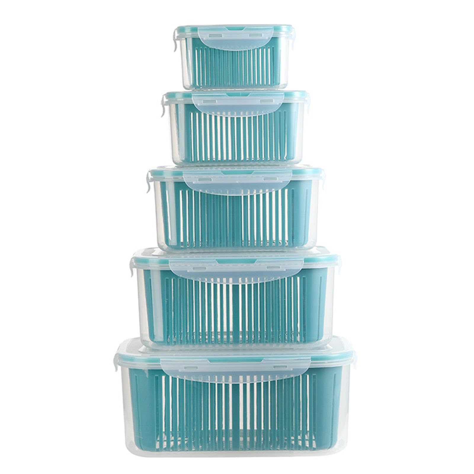 5 Cajas de Almacenamiento de Alimentos para Congelador, Portátiles, Rectangulares, para Conservar, Ideales para Refrigerador O Encimera.