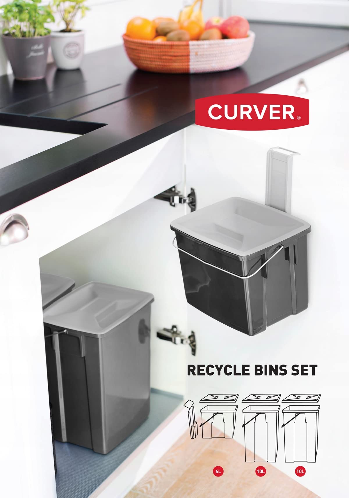 CURVER Set di cesti di classificazione da 2 x 10 l + 6 l. Marca