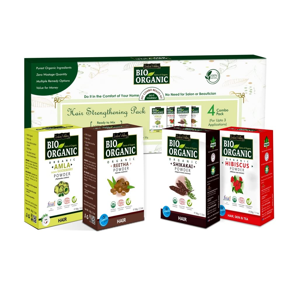 Hair Strengthening pack (Amla, Reetha, Shikakai, Hibiscus Powder) | Beauty Gift Set | Gift for Your Best Friend, Lover, Girlfriend, Fiancee, Wife, Mother, Daughter on Diwali Gift, Christmas, Birthday, Anniversary, New year, Valentine's Day, Mother's Day-GIFT PACK 30g* 4=120g -Gift Pack
