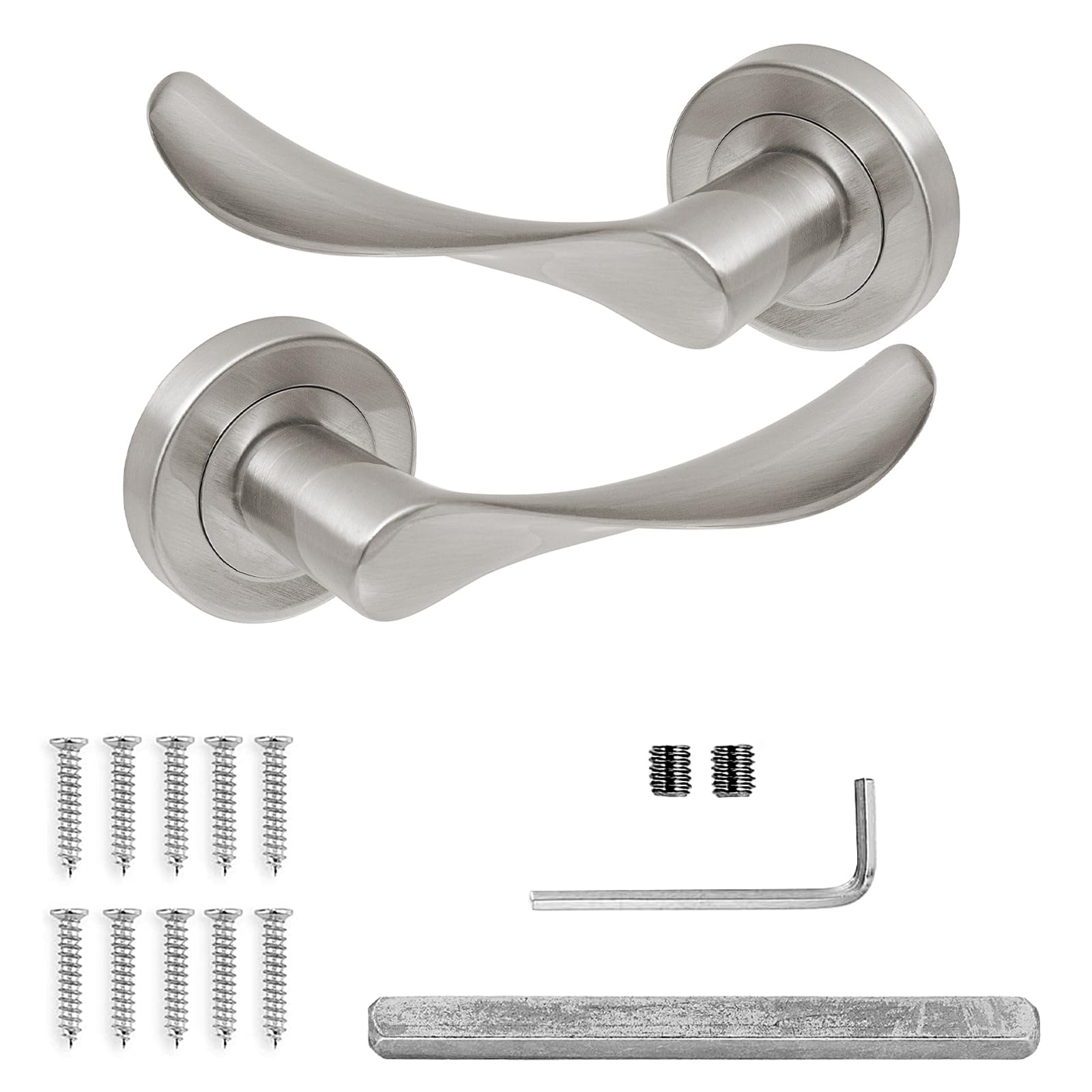 Decoranddecor Satin Nickel Brushed Chrome Door Handle Levers Aluminium Alloy Handles Lever With Fixings And Accessories