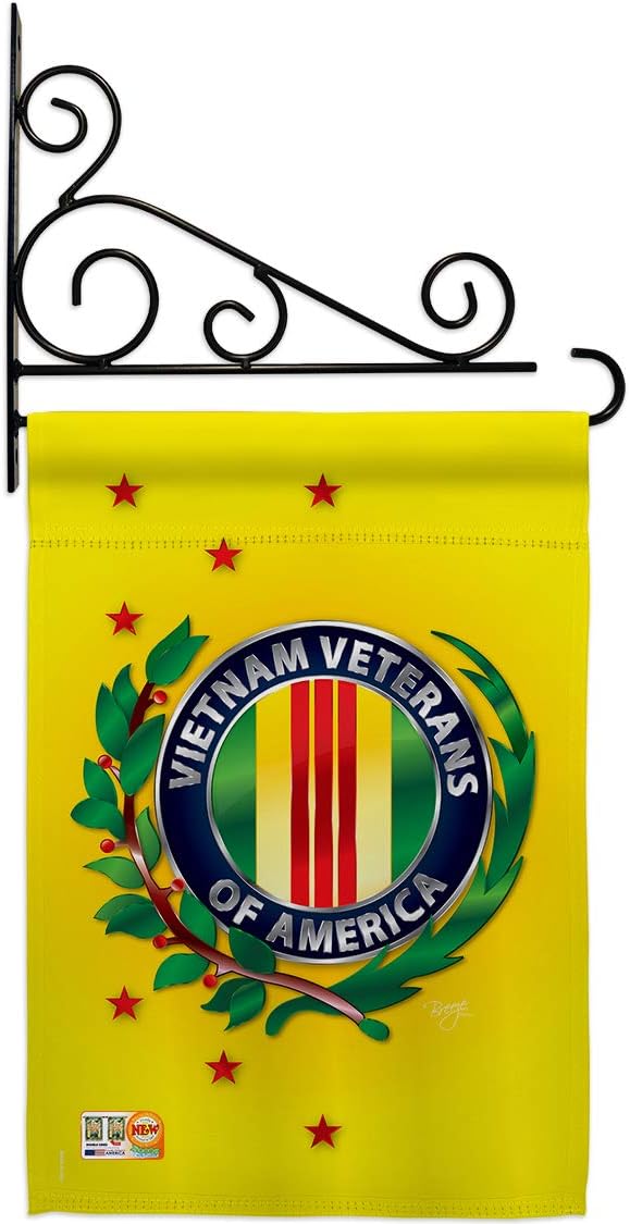 Vietnam Veteran Garden Flag Set Wall Holder Armed Forces Military Service All Branches Support Honor United State American Official Small Gift Yard House Banner Made In USA 13 X 18.5