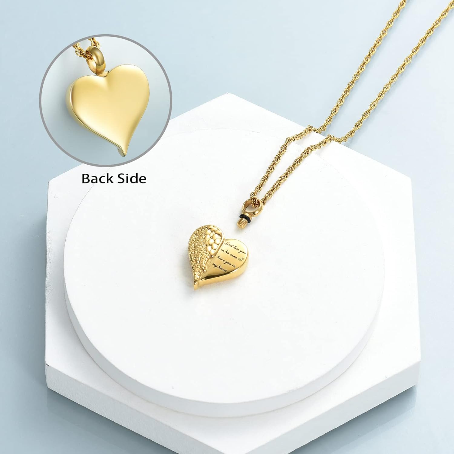 shajwo Cremation Heart Urn Necklace Ashes Jewelry for Women Men Keepsake Pendant Memorial Locket Ash Holder - Image 3