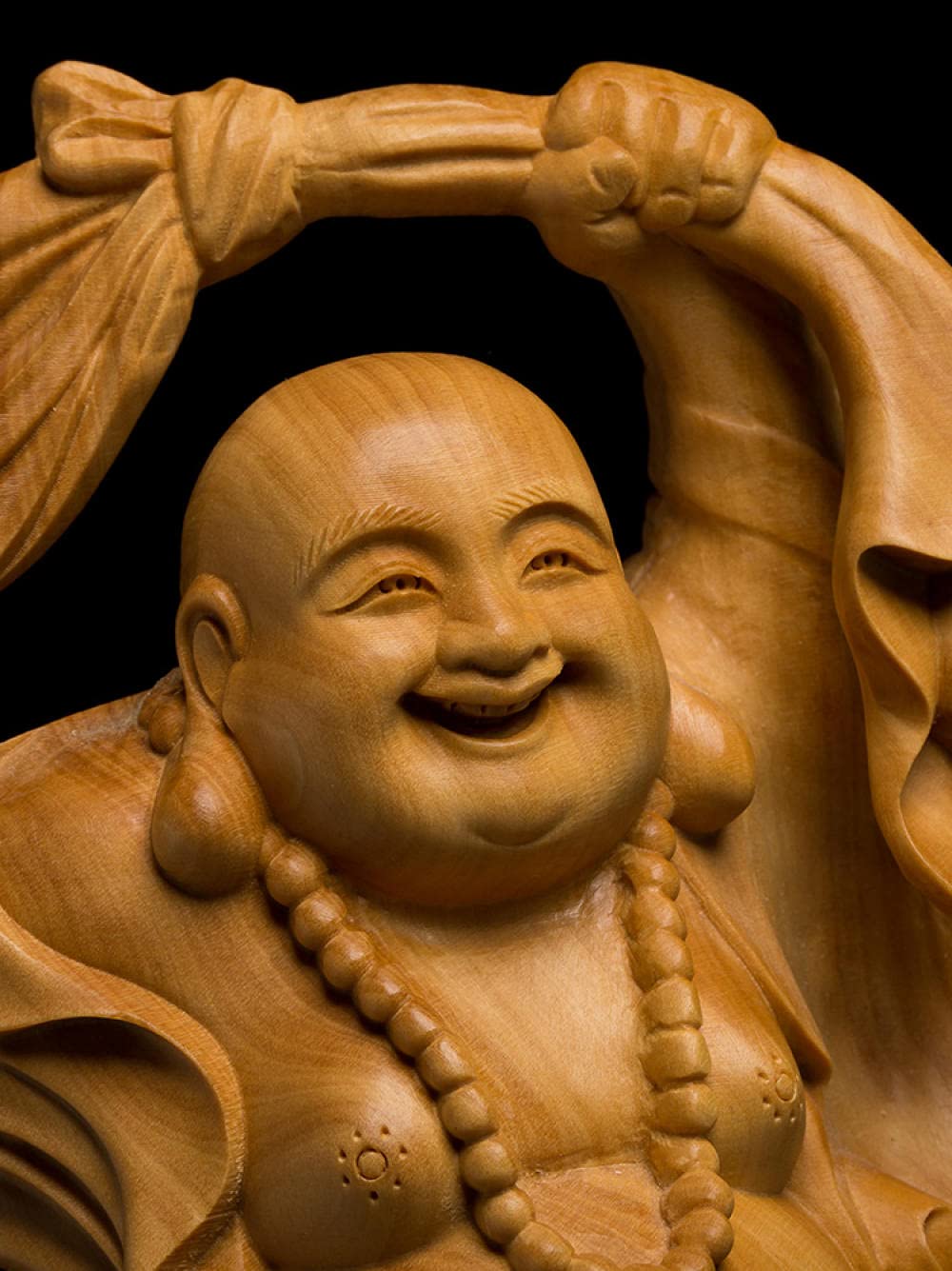 Amazon.co.jp: 像の彫刻 弥勒菩薩幸せな仏中国のツゲの木の彫刻無垢材