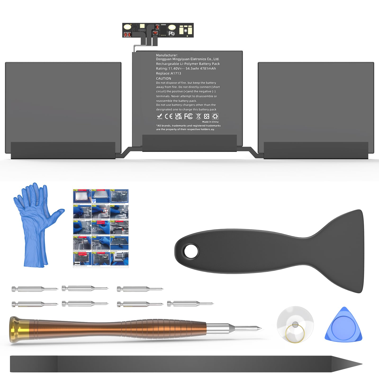 JGTM A1708 Battery Replacement, A1713 A2171 Battery for MacBook Pro 13 inch A1708 (Late 2016, Mid 2017) A2159(2019) A2289(2020) A2338(2020,2022) EMC 3164 2978 3301 3456 3578