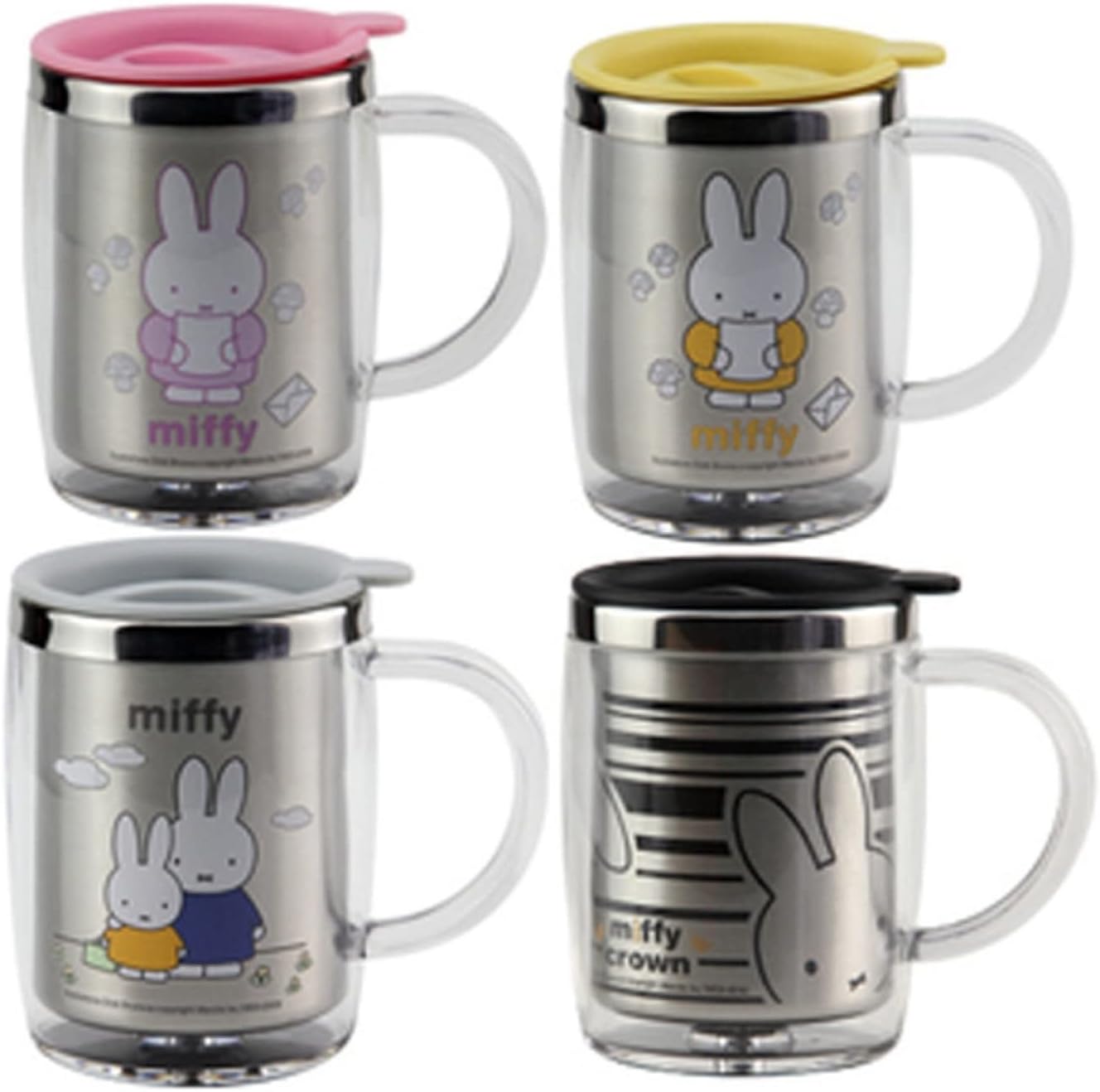 ミッフィー Miffy 水筒 350ml コロボックル ステンレスボトル 直飲み コップ付 ドングリ マグカップ ステンレス 2層 保温 おしゃれ キャンプ アウトドア コップ ブラック 海外