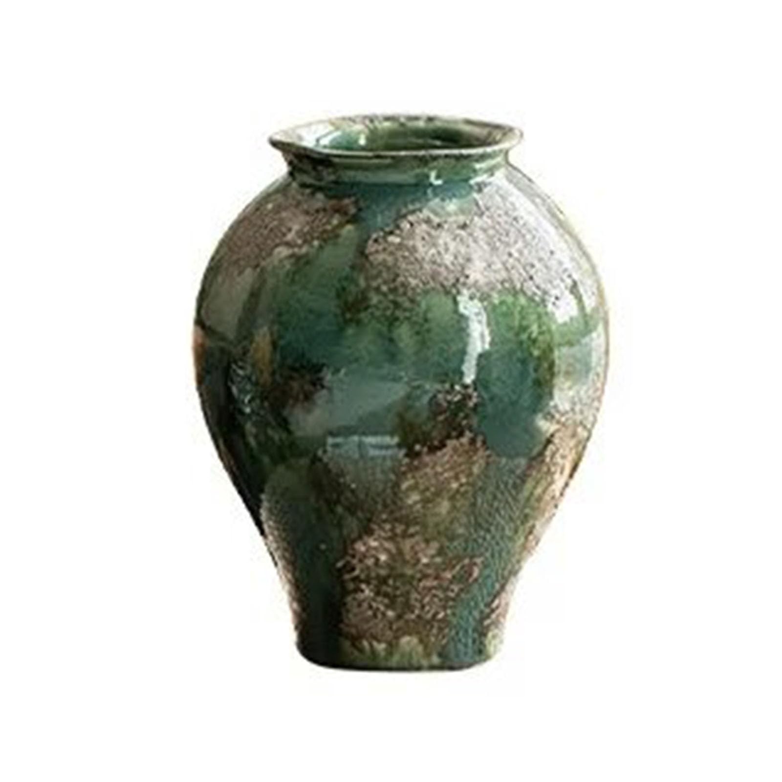 Wazon Na Kwiaty Hydroponiczne Na Blacie, Zielony Wazon Wiejski, Ozdoba Do Wystroju Domu, Salon, Blat, Przedpokój, Podłoga, Ceramika(Size:26.5 * 26.5 * 33CM,Color:Green A1)