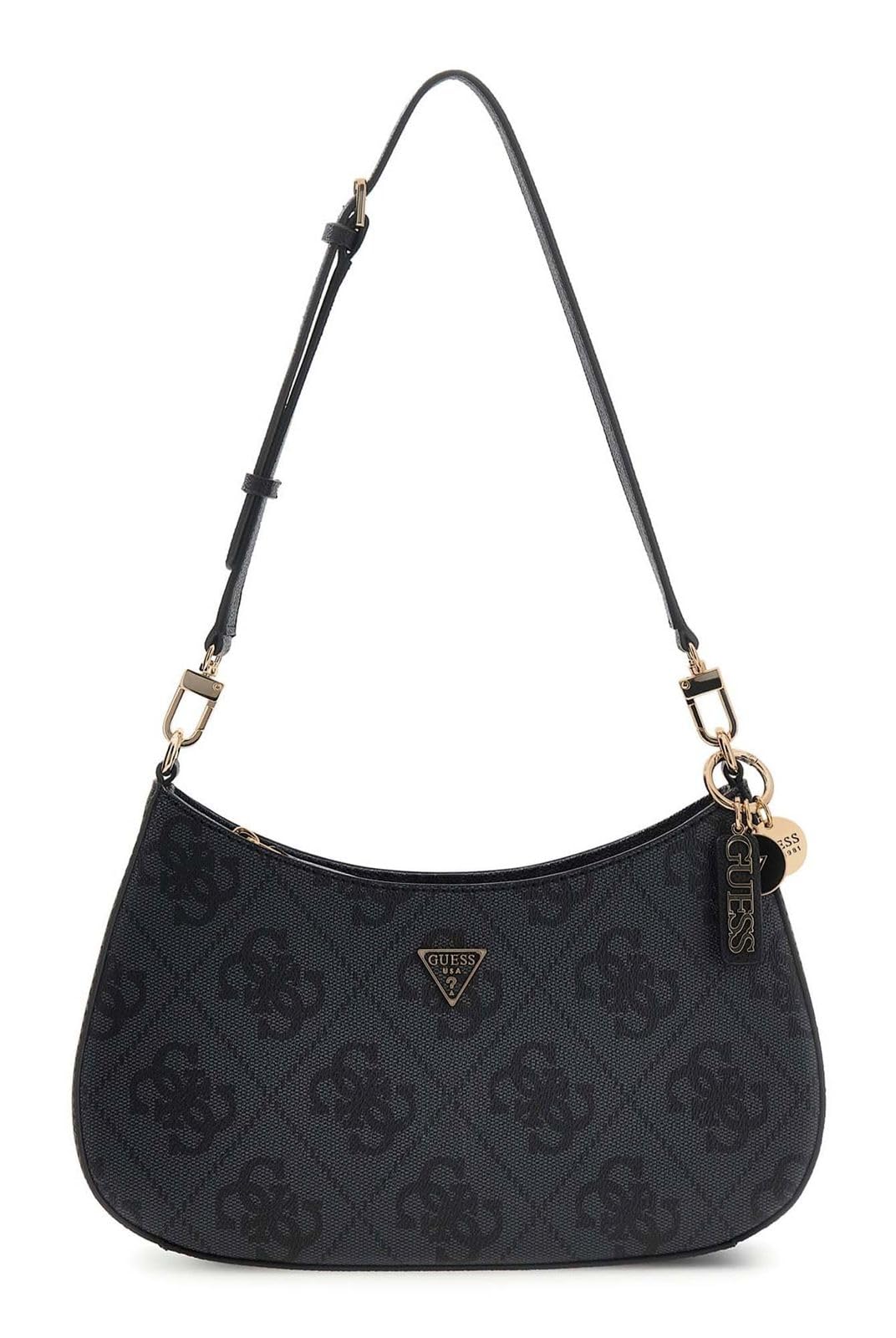 GUESS Noelle II torba na ramię Top Zipper Shoulder Bag Coal Logo ciemnoszara