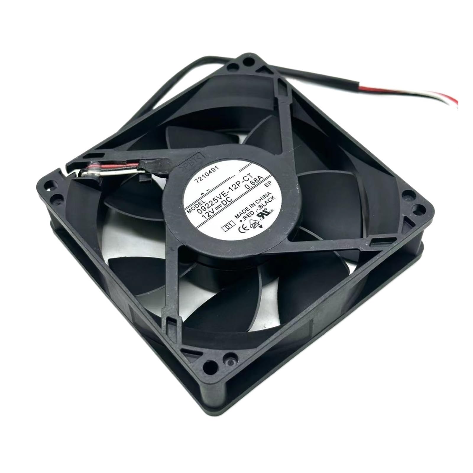 09225VE-12P-CT DC 12V 0.68A Ventilador de refrigeración de servidor de 3 cables 90X90X25mm