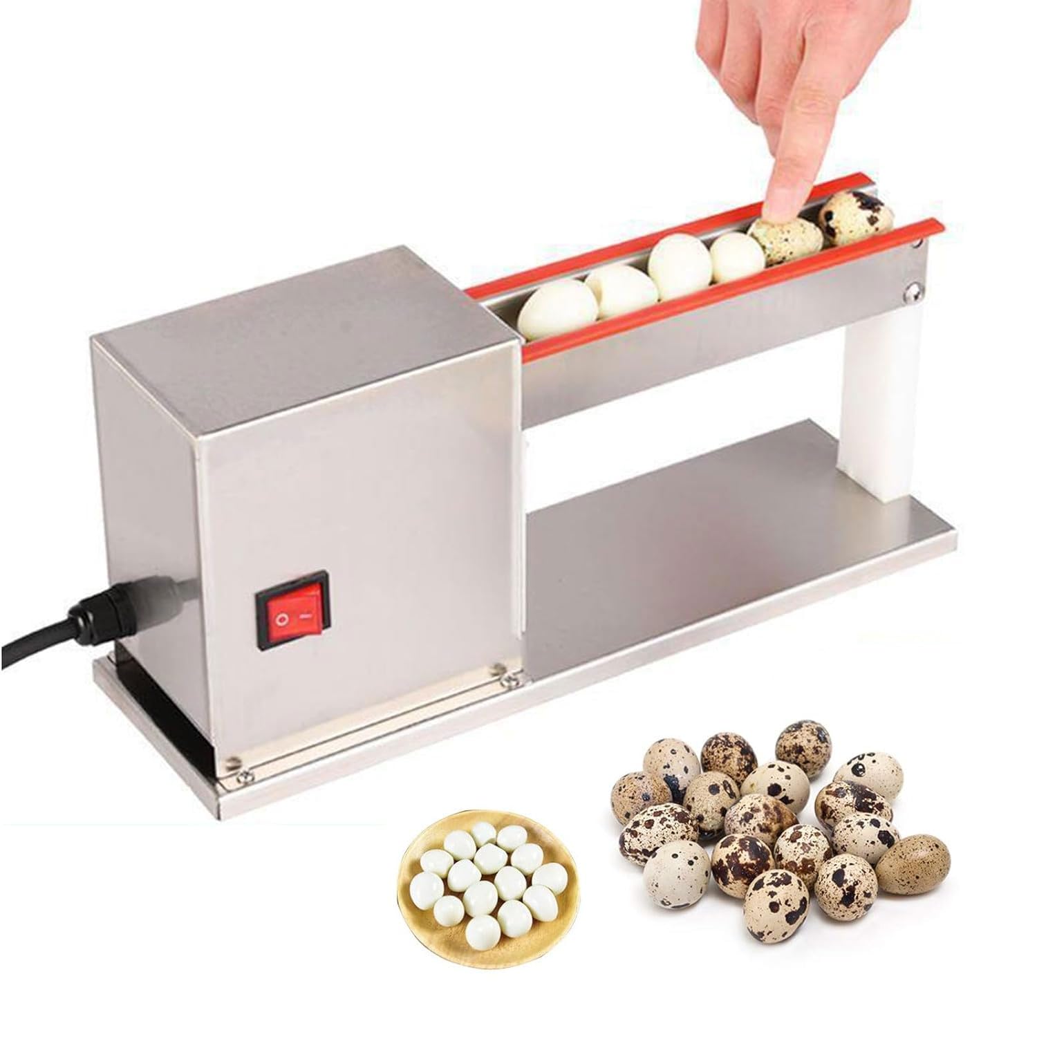 OLSKFUH Electric Quail Egg Peeler Machine, 25Kg/H Stainless Steel Sheller, 28W Professional Peeling Tool With Special Latex Tube,