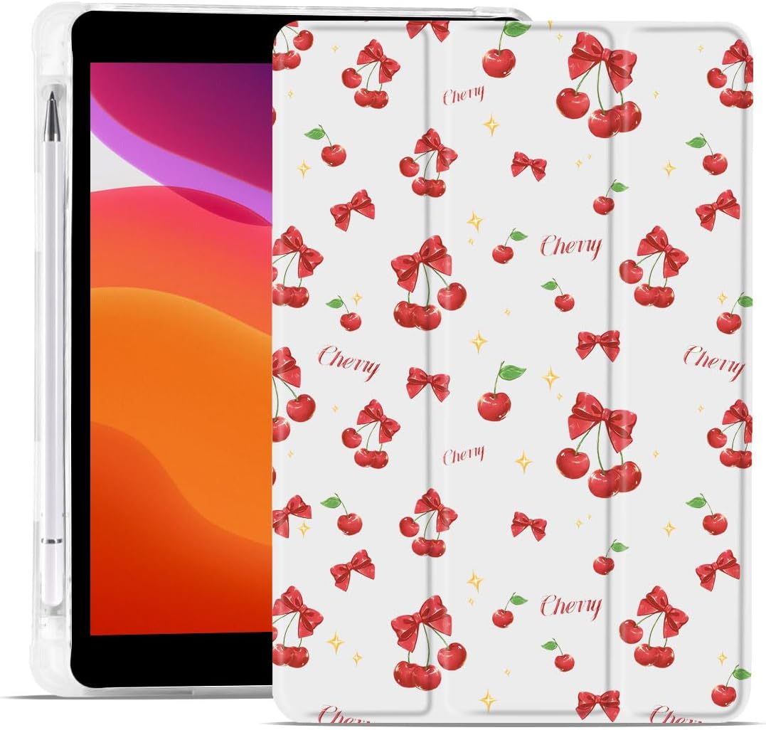 MAYCARI Butterfly Ribbons Fashion Case for iPad 10.9 inch 2022 with Pencil Holder, Original Pattern iPad 10th Generation Soft TPU Back Protective Cover Shell, Auto Sleep/Wake Slim Shell - Blue