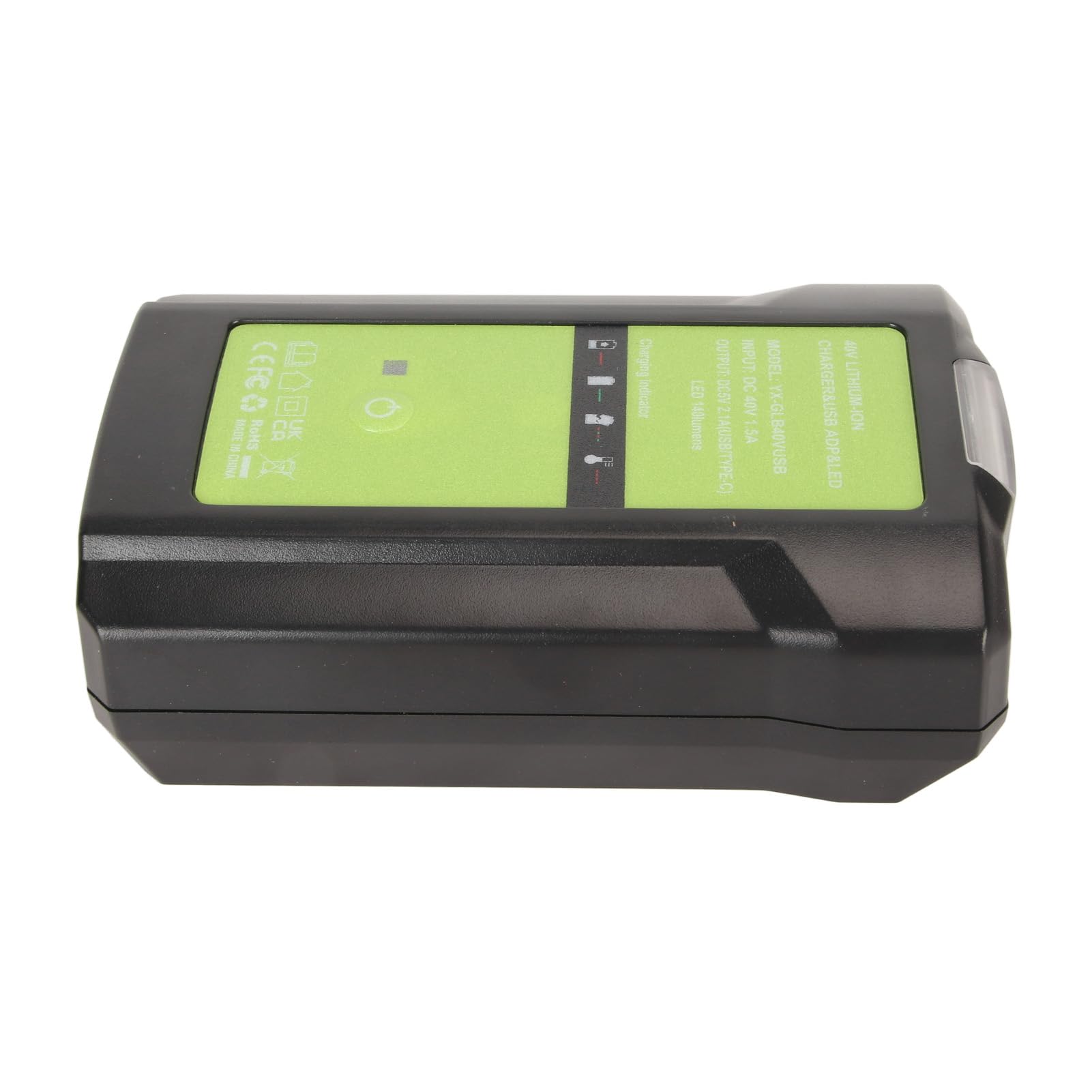 Caricabatterie Al Litio, Materiale ABS con Interfaccia USB per Modelli Greenworks da 40 V, Ideale Ricarica Efficiente