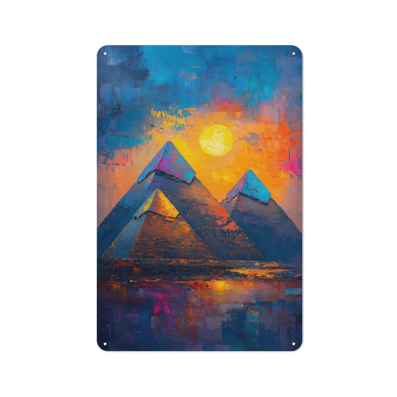 Junmoney Dessert Egypt Pyramids Garage Style Metal Wall Sign 30X20cm Featuring Garage Wall Decor For Garage, Hobby Room, Office Or Man Cave