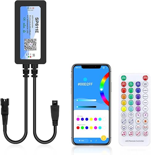 ALITOVE WS2812B WS2811 Controlador Bluetooth APP Music Sync direccionable RGB IC LED Control remoto Función de temporizador SP611E para SK6812