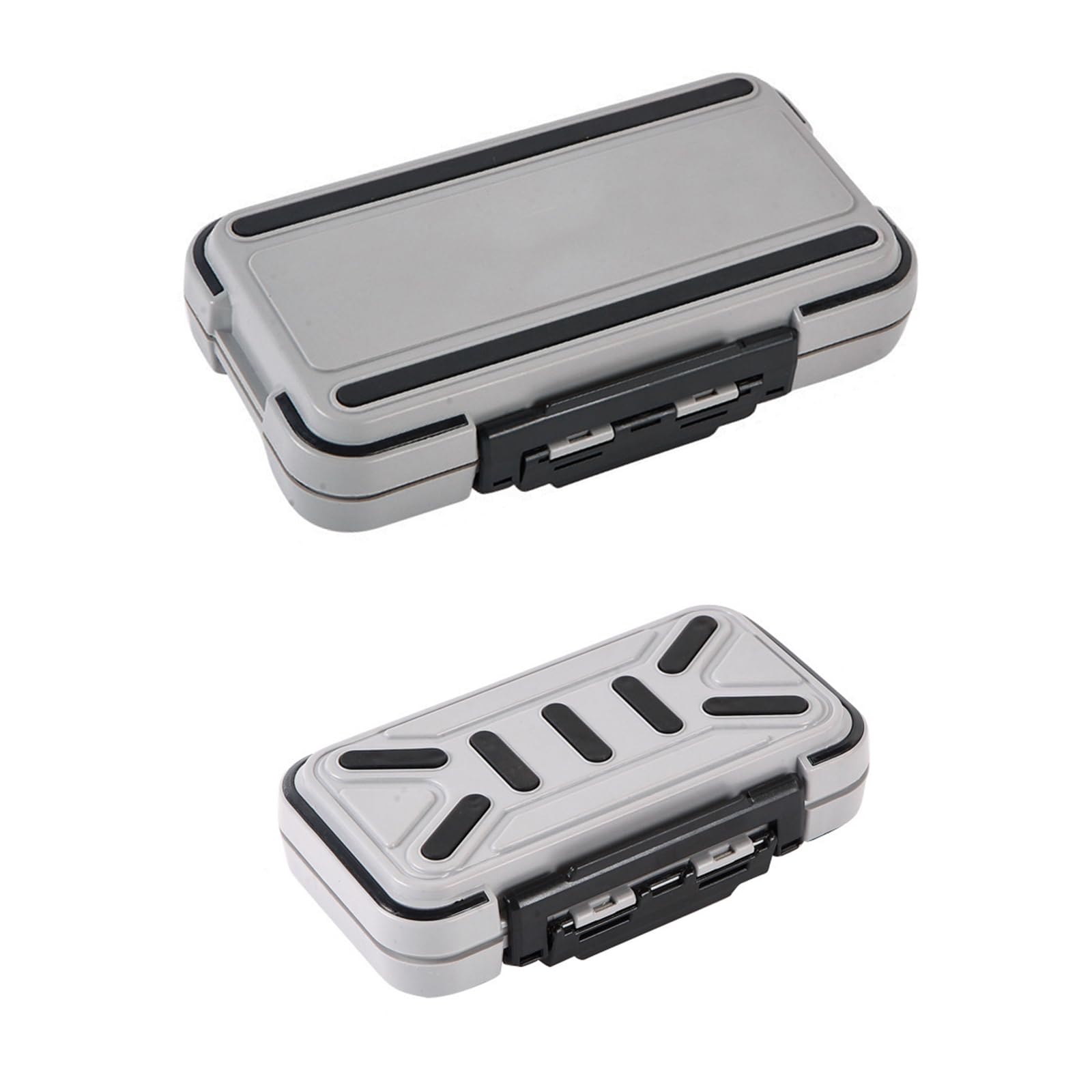 Small Grey+Large Grey Fishing Tackle Storage Box, Waterproof Fishing Lure Box Organizer with Double Lock Design for Fishing Hooks, Jewelry Beads, Earring, Keys