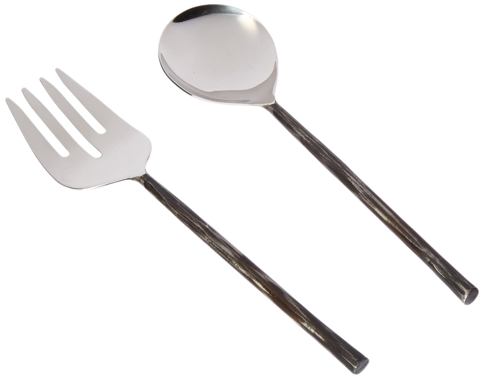 Abbott Collection Stainless Steel Forge Finish Salad Servers (2 pieces), Rustic/Antique Black