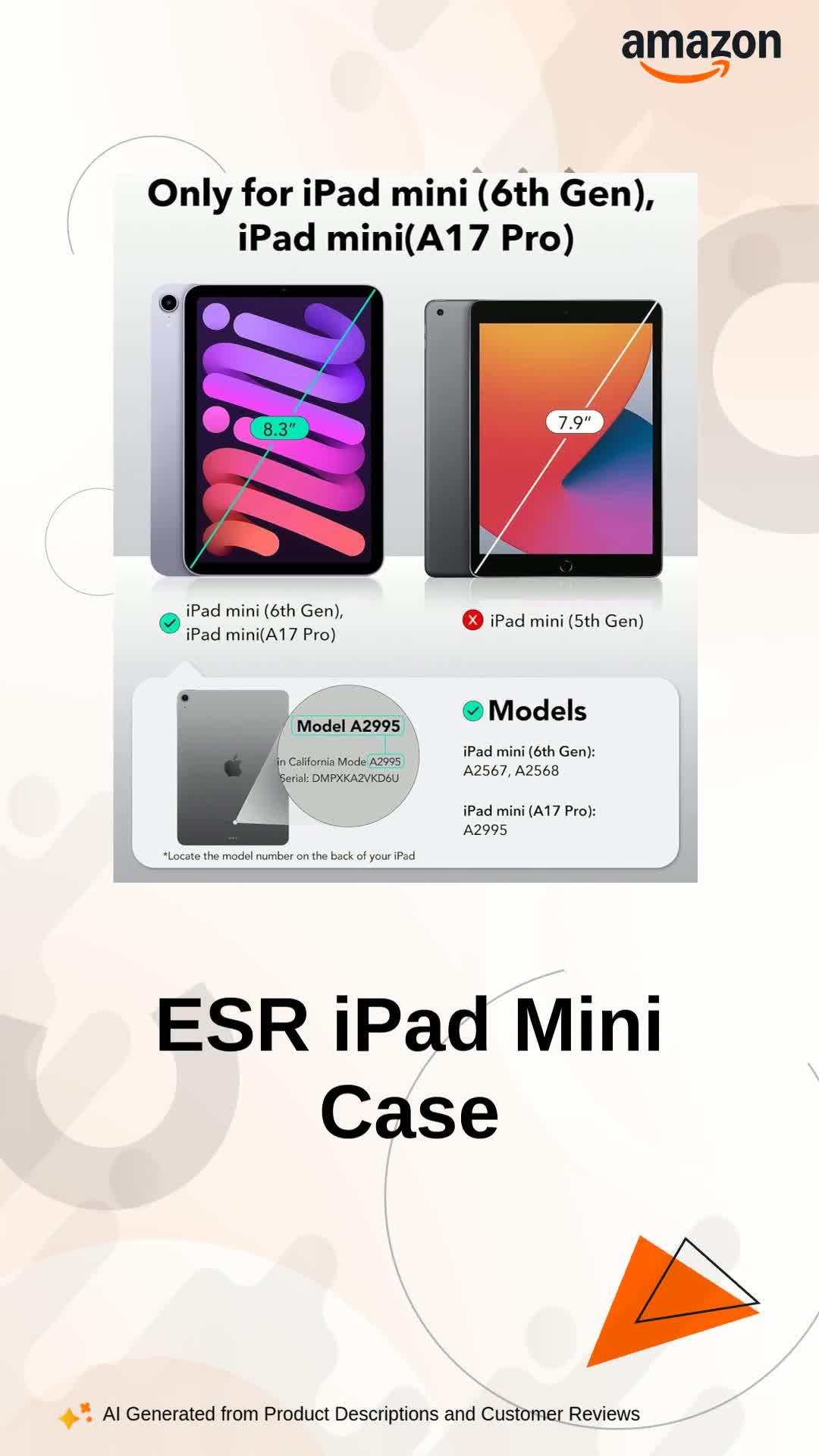 ESR for iPad mini 7 Case A17 Pro 2024, iPad mini 7th/6th