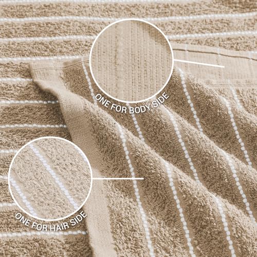 Image of Welspun 2-in-1 Towels for Bath Large Size | 100% Cotton Bath Towel | 250 GSM | High Absorbency & Quick Dry | Soft Feel | Bath Towel for Men & Women | 70 x 150 cm | Beige