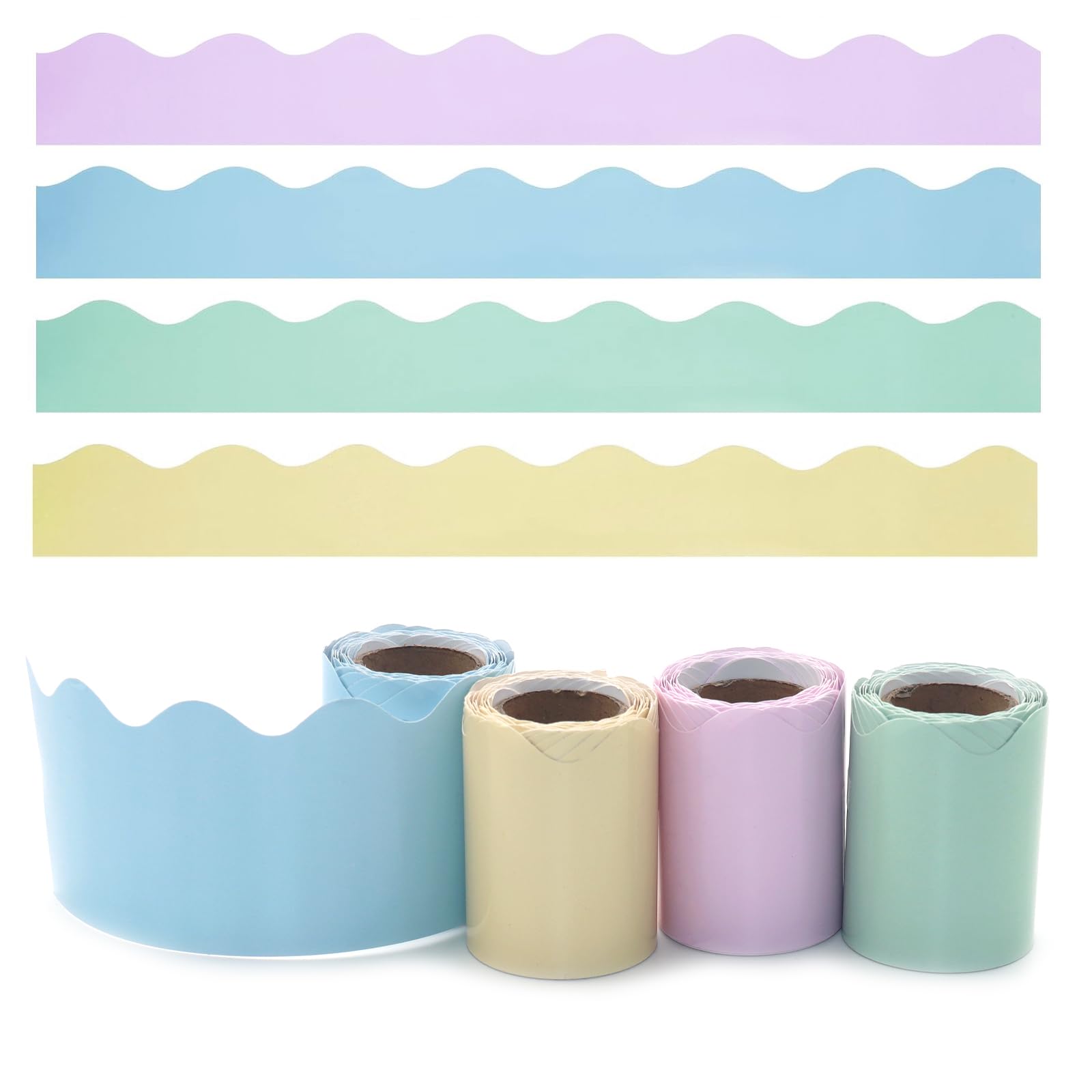 Bulletin Board Borders, 65.6 Ft Scalloped Colourful Classroom Bulletin Board Borders Corrugated Blackboard Display Trims 4 Rolls