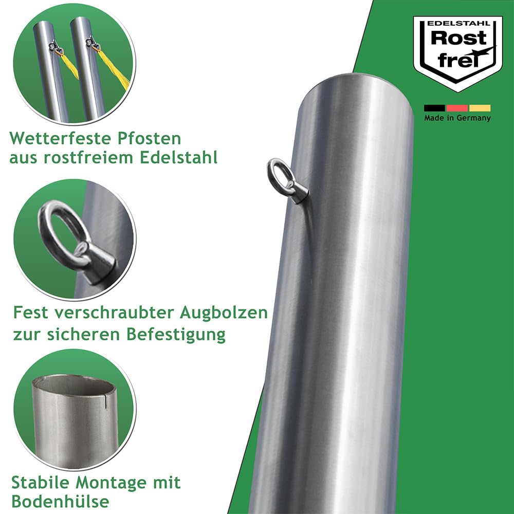 2x Hängematten-Pfosten Ø 101,6mm, 1,95m, wetterfest, bis 200kg (2 Personen)