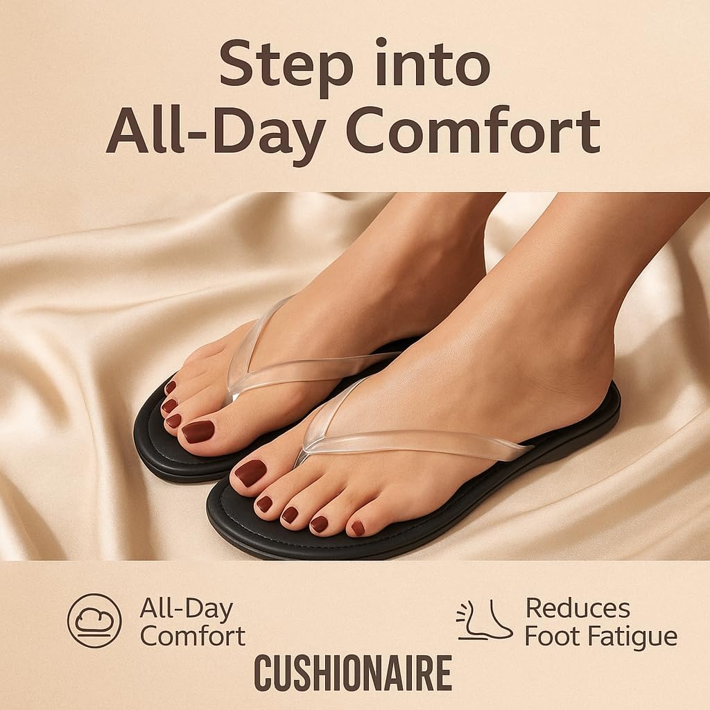 CUSHIONAIRE Surf Flip Flop Sandals for Women with Flexible Sole and Soft Jelly Strap, Lightweight Casual Slides - Image 4