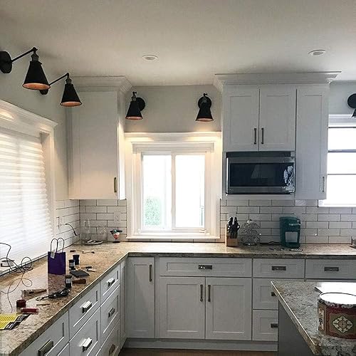 Miniatura 2 de Aplique de pared industrial vintage, paquete de 2 lámparas de pared de metal negro con interruptor giratorio, luz basculante retro para sala de