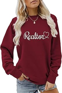 Realtor Real Estate Sweatshirts Womens Funny Letter Print Novelty Realtor Life Shirt Realtor Mom Pullover Tops