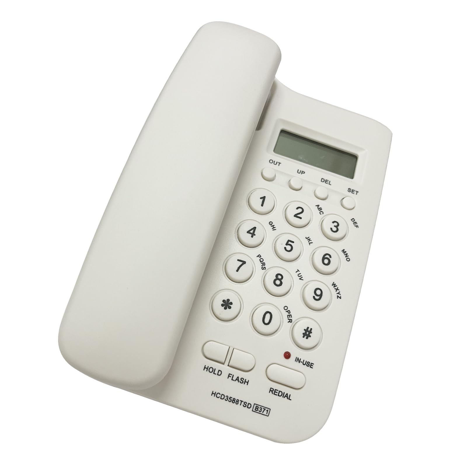 Téléphone filaire avec affichage d'identification de l'appelant - Téléphone fixe classique - Téléphone mural à gros boutons - Téléphone de bureau - Téléphone basique - Blanc