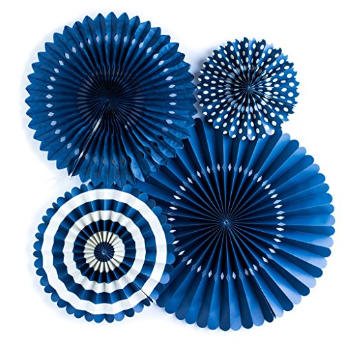My Mind's Eye Basics Party Fans, Navy Color, Set of 4
