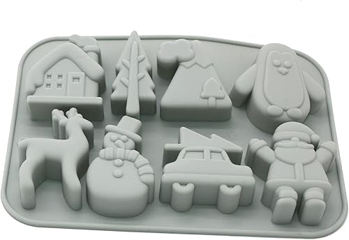 Miniatura 5 de X-Haibei Árbol de vacaciones de Navidad Santa Casas CP Jabón Bar Molde Chocolate Candy Jello Making, Jabón de baño de bebé Silicona Pan 2oz por