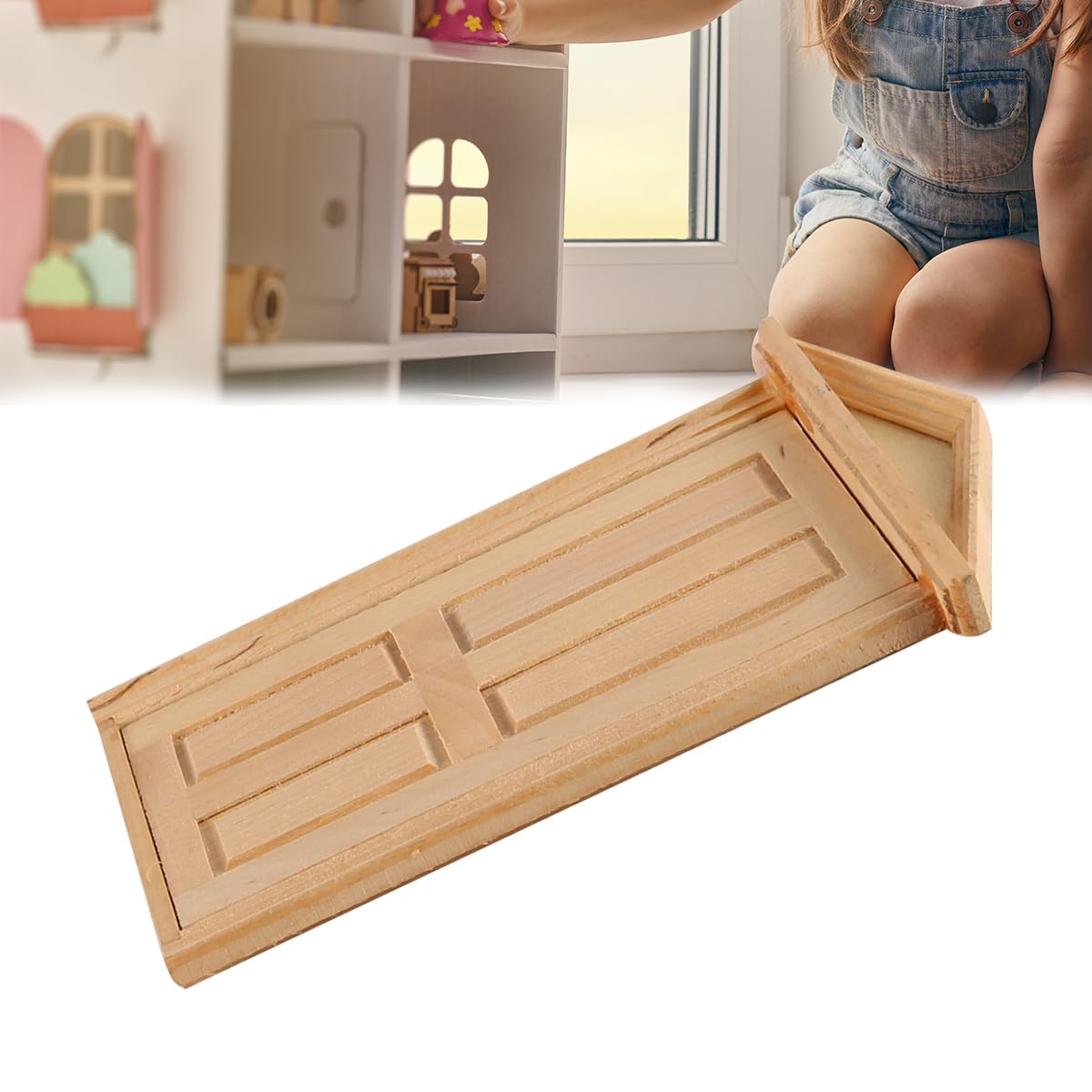 Miniaturowe drewniane drzwi do domku dla lalek, skala 1:12, symulacja wn?trza, DIY, symulacja DIY, domek dla lalek, akcesoria meblowe do domku dla lalek, dekoracja mebli do domku dla lalek