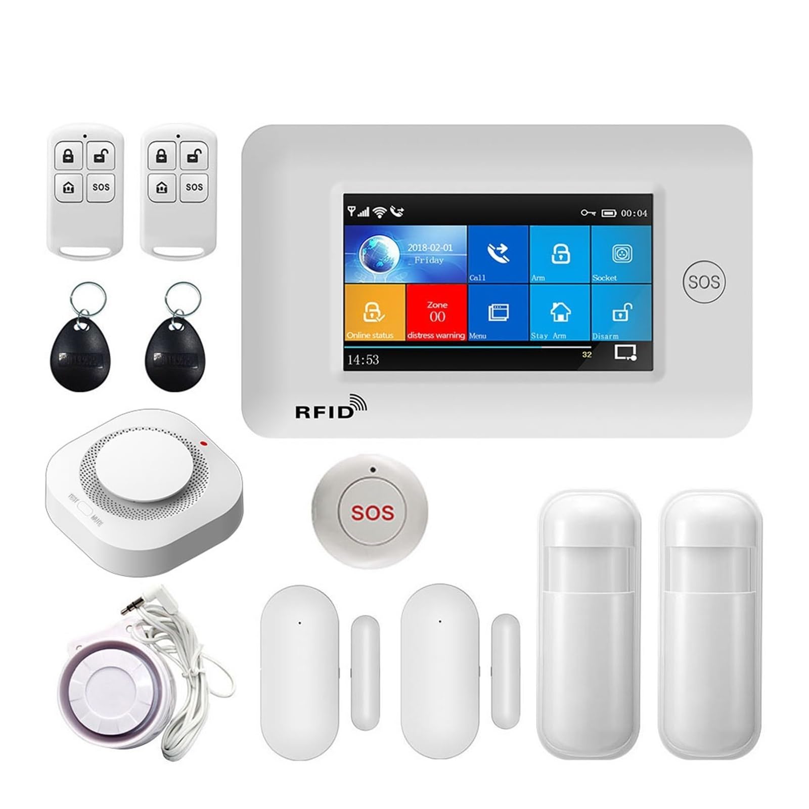 Sistemi Allarme Casa Di Allarme Sicurezza Antifurto Domestico WIFI GSM Con Rilevatore I Kit Pulsanti SOS Includono Sensori For Porte E Finestre For TUYA(C)