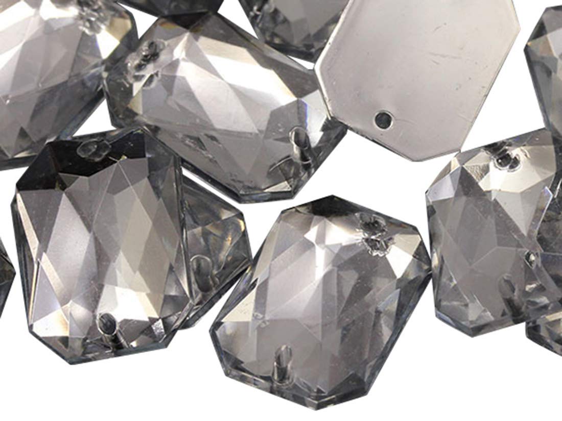 Allstarco 14x10mm Crystal Clear CH38 Flat Back Octagon Sew On Beads for Crafts Plastic Acrylic Rhinestones with Holes for Sewing Clothing Embelishments