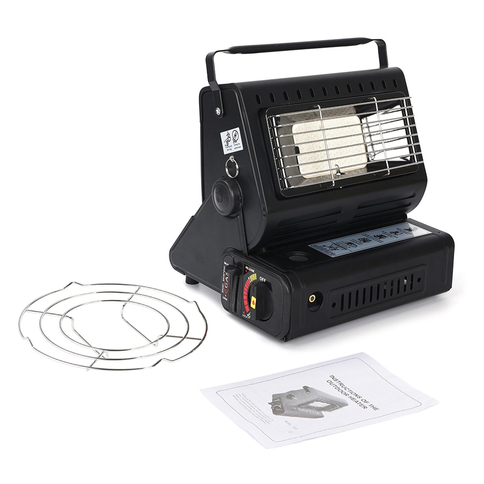 Kavolet Gas Heater with Handle, Portable Warmer Cooking Stove, Butane Gas Winter Room Heater, for Outdoor Camping, Ice Fishing, Room (Black)