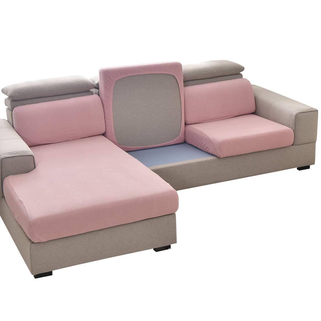 Funda para sofa chaise longue elástica de forro polar texturizado exclusivo 4 XL 1