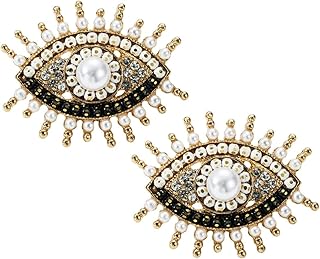 Pearl Evil Eye Earrings, Bohemian Beaded Evil Eye Dangle Earrings for Women, White Evil Eye Earrings, Sparkling Eye Stud Earrings Evil Eye Boho Jewelry, Pearl Eye Drop Earrings for Girls, Cute Evil Eye Statement Earrings Accessories Gift