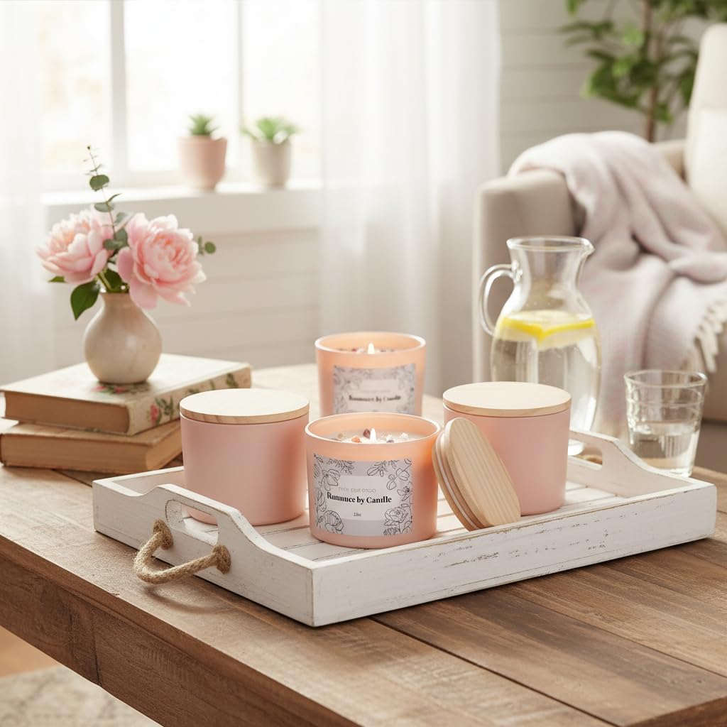 6 barattoli assortiti di cammello per realizzare candele, barattoli vuoti da 350 ml con coperchi in bambù, etichette e rocce di cristallo da 100 g, barattoli di vetro per la produzione di candele