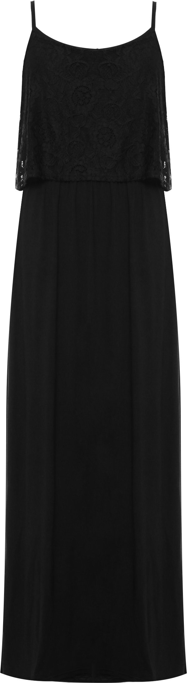 Wearall Women's Black Plus Long Maxi Dress Strappy Sleeveless Floral Lace Stretch New - 26-28