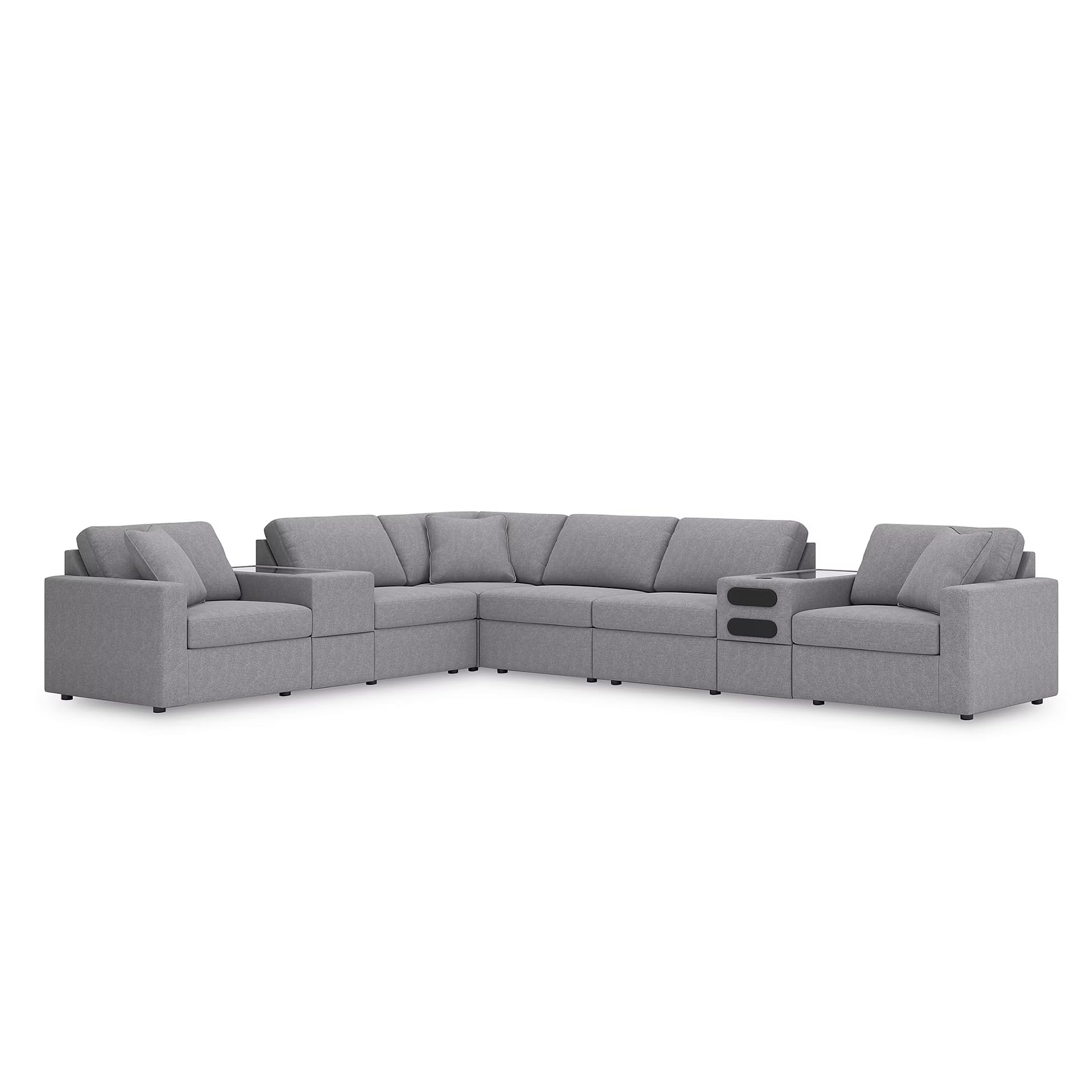 Signature Design by Ashley Modular Sectional with Speakers, Granite