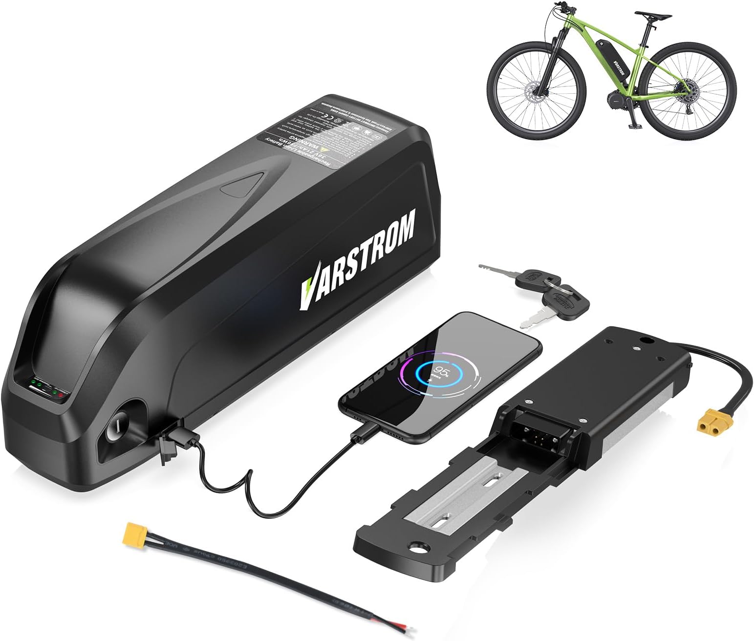 36V 48V 52V Ebike Battery - 13Ah 16Ah 18.2Ah 20Ah 25Ah 30Ah Downtube/Rear Rack Battery, Compatible with BAFANG AW and other 2000W 1500W 1000W 250W Ebike Conversion Kit