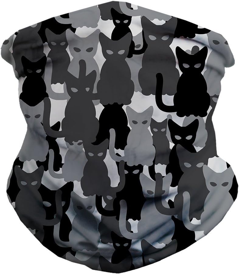 INTO THE AM Black Camo Cats Seamless Mask Bandana