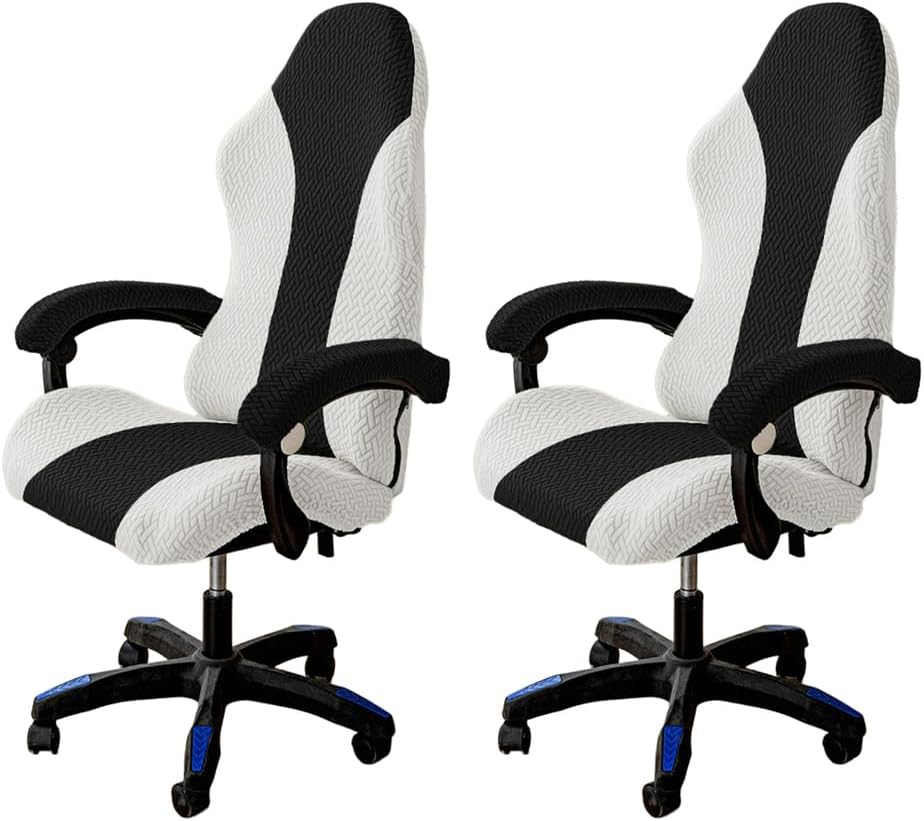 Gaming Chair Covers Stretch Office Desk Chair Cover Ergonomic Rotating Armchair Protector with Zipper for Office Home Decorative,E,2 Pack