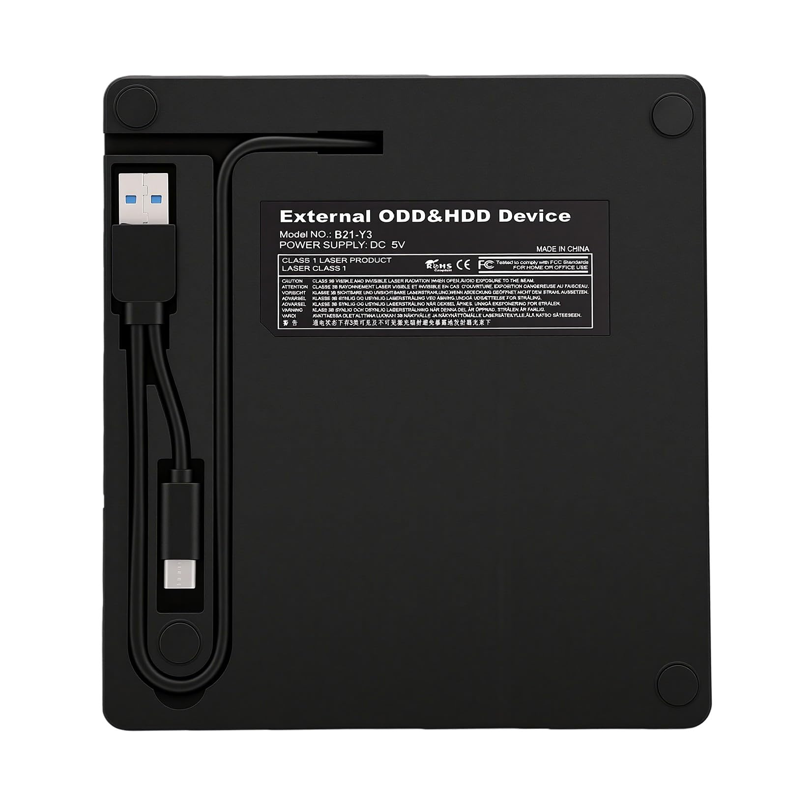 Lecteur CD DVD Externe 5 en 1, USB, SD, Typc-C, Graveur de CD 8X