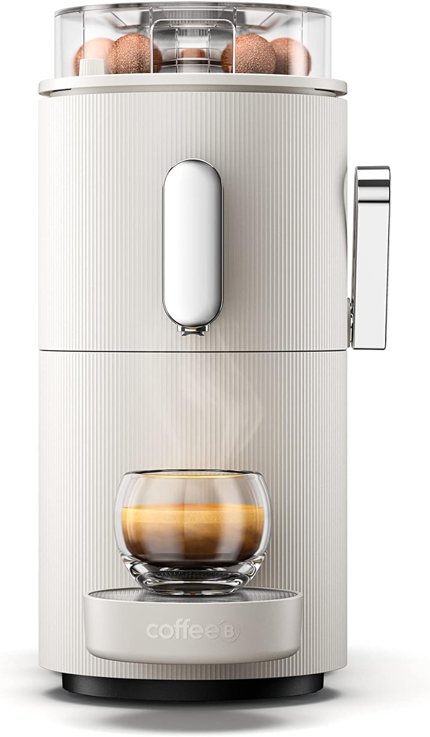 CAFE ROYAL SWITZERLAND PROFESSIONAL Machine à Café CoffeeB Globe Blanc 1.3L - Compatible Boules de Café 100% Compostables, Écologique, Programmable, Design