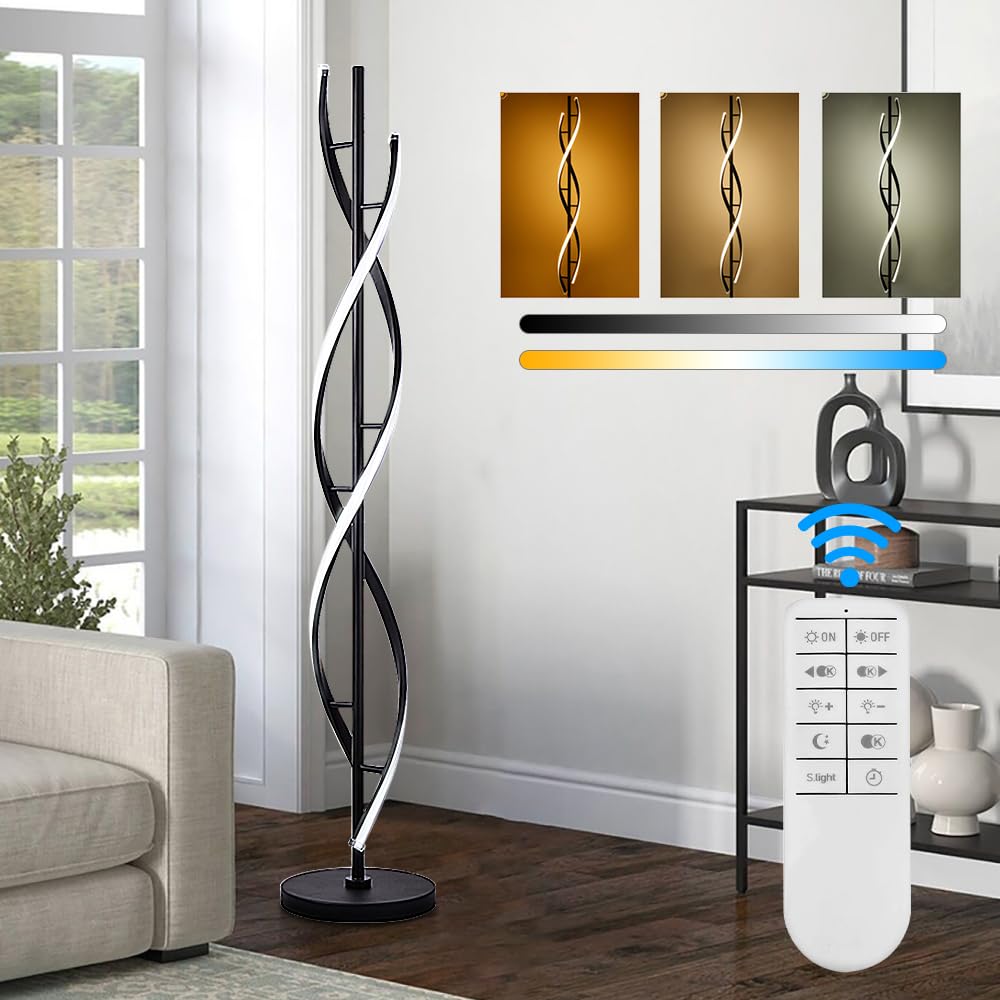 51IN LED Floor Lamp with Remote Control, 3 Color Temperature and Infinite Dimmable Standing Lamps, 30W Modern Creative Pole Lamp &Night Light for Home, Living Room,Bedroom,Office,Study Room,Kids'Room