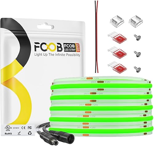 Miniatura 31 de Tira de luz LED COB de 16.4 pies, IP65, impermeable, DC12V, 3000K, blanco cálido, regulable, 320 LEDs/m, luces uniformes flexibles de alta densidad