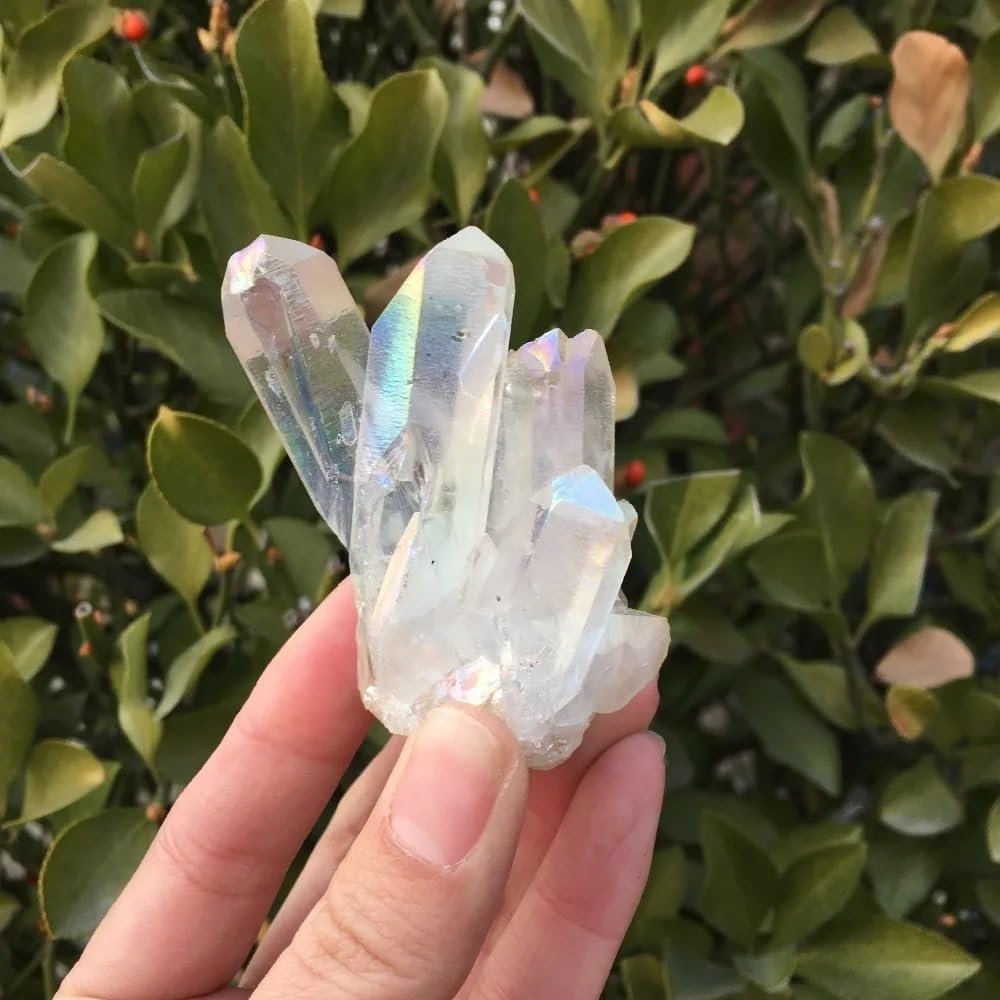AUOQKQUT White Flame Halo Quartz Crystal Cluster