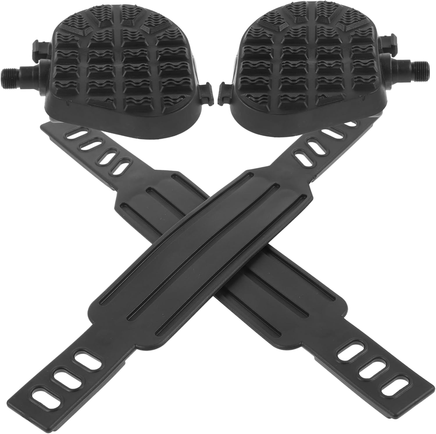 1Set Home Fitness Bike Pedals Replacement Exercise Pedals with Straps for Indoor Cycling Compatible with Various Exercise Bikes Lightweight and Easy to Install