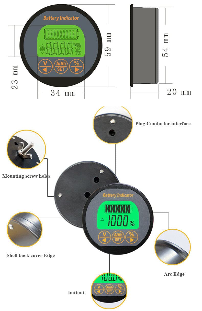 DollaTek 8-80V 350A Voltímetro de Corriente de batería Pantalla LCD Monitor de probador Digital para automóvil/Barco a Motor/Caravana, etc.