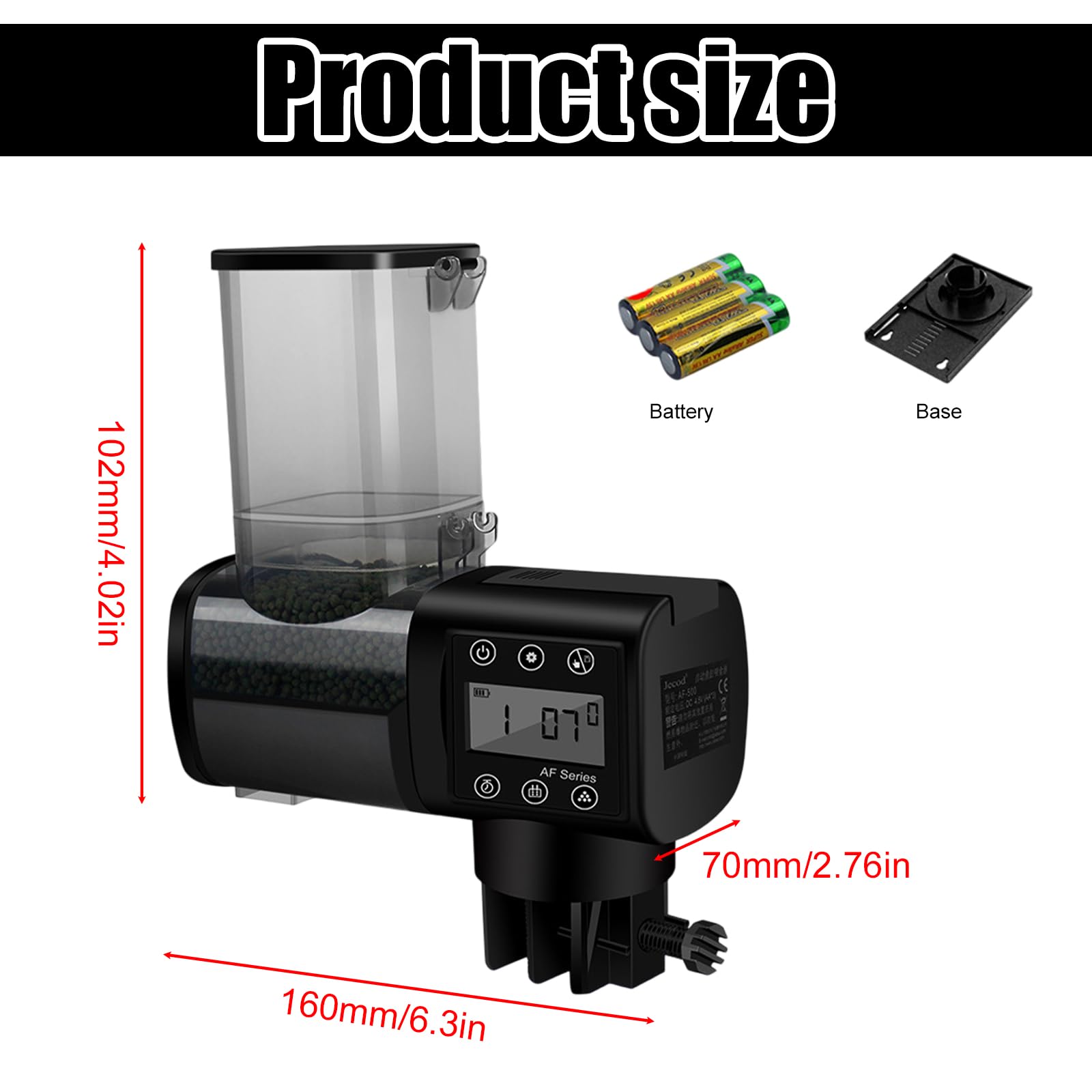 Mangiatoia automatica per acquario, 500 ml, mangiatoia automatica per pesci, mangiatoia automatica per acquario, con controller display LCD, mangiatoia per pesci e acquari